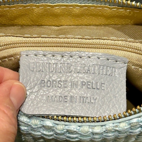 Light Blue Leather & Straw Summer Purse - Picture 6 of 8